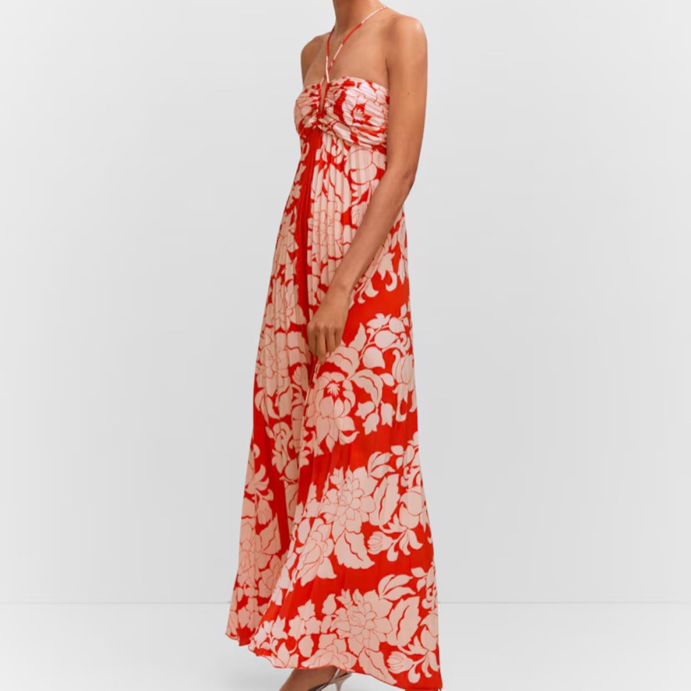 Mango Pleated Halter Dress